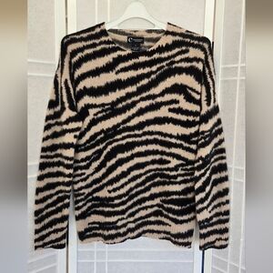Bloomingdale's Black and Beige Tiger Print Sweater